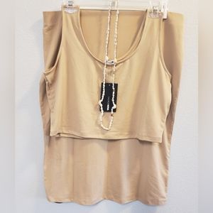 NEW 2-Piece Summer Skirt Crop Top Set • Fashion Nova 1X • Soft, Neutral Fabric